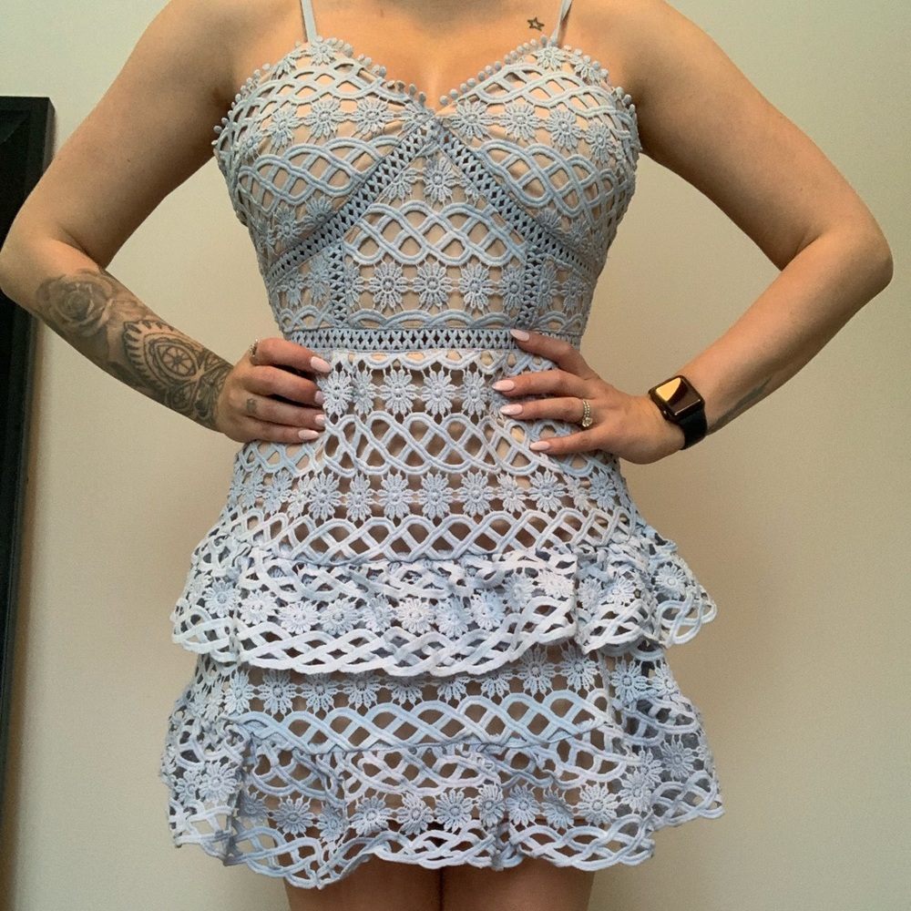 Blue crochet dress